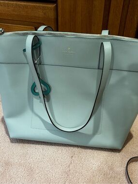 kate spade Light Mint Leather Tote with Teal Tag